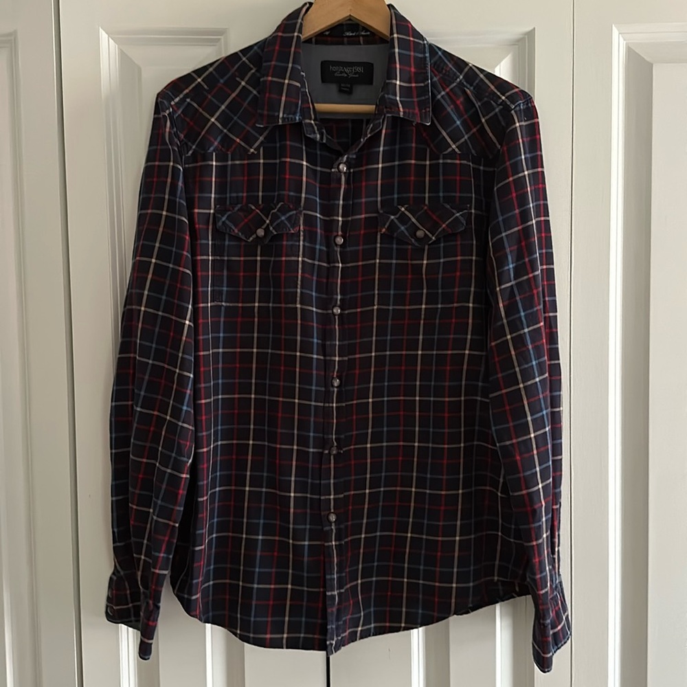 Blue Plaid Button Down Shirt